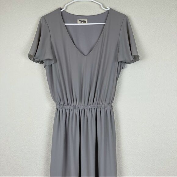 Show Me Your MuMu Women’s Gray Flutter Sleeve Evening Gown Bridesmaid Dress M - Picture 9 of 13